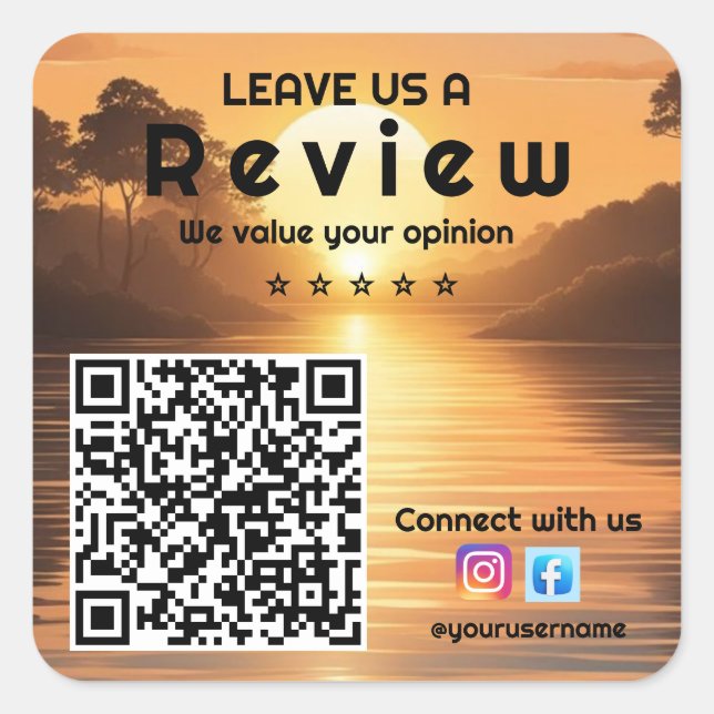 Rate Us: Business Review QR Code Sticker (Front)