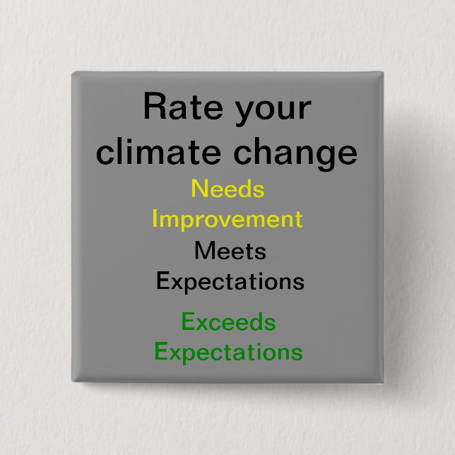 Rate your Climate Change 15 Cm Square Badge (Front)