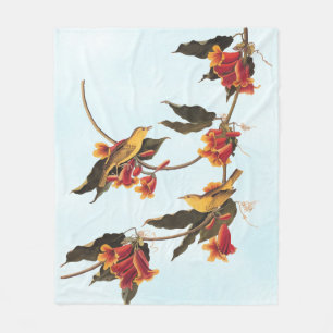 Rathbone's Warbler Song Bird on Crossvine Fleece Blanket