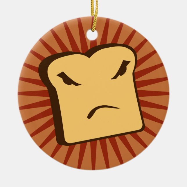 Rather Angry Toast Ceramic Tree Decoration (Front)