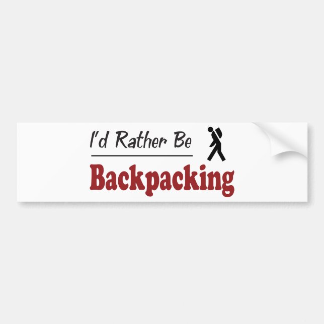 Rather Be Backpacking Bumper Sticker (Front)