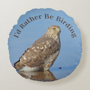 Rather Be Birding Hobby Raptor Bird Hawk Birder Round Cushion