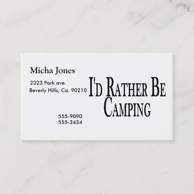 Rather Be Camping Business Card (Front)