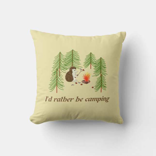Rather Be Camping Hedgehog Pillow (Front)