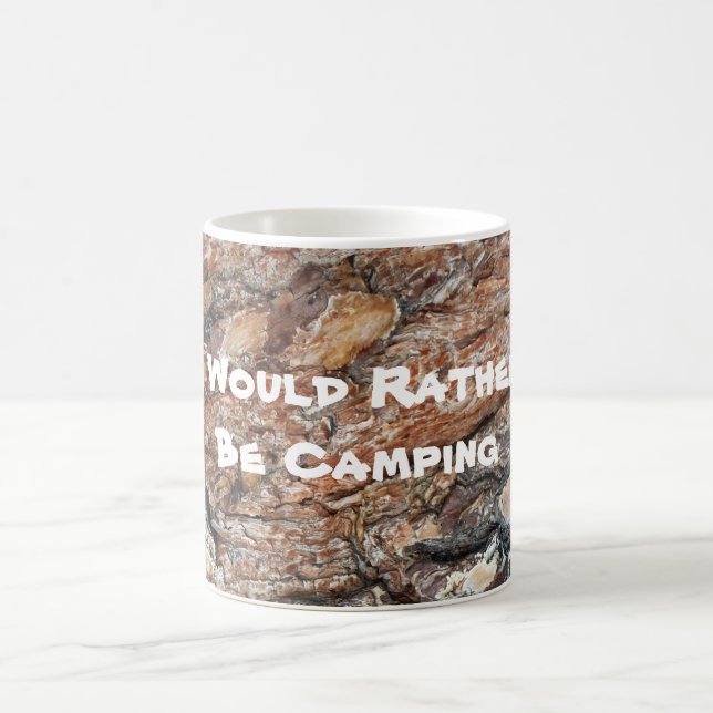 Rather Be Camping Tree Bark Photo Rustic Coffee Mug (Center)