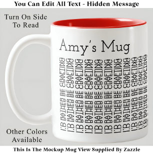 Rather Be Crafting & Name 154BW Hidden Message Two-Tone Coffee Mug