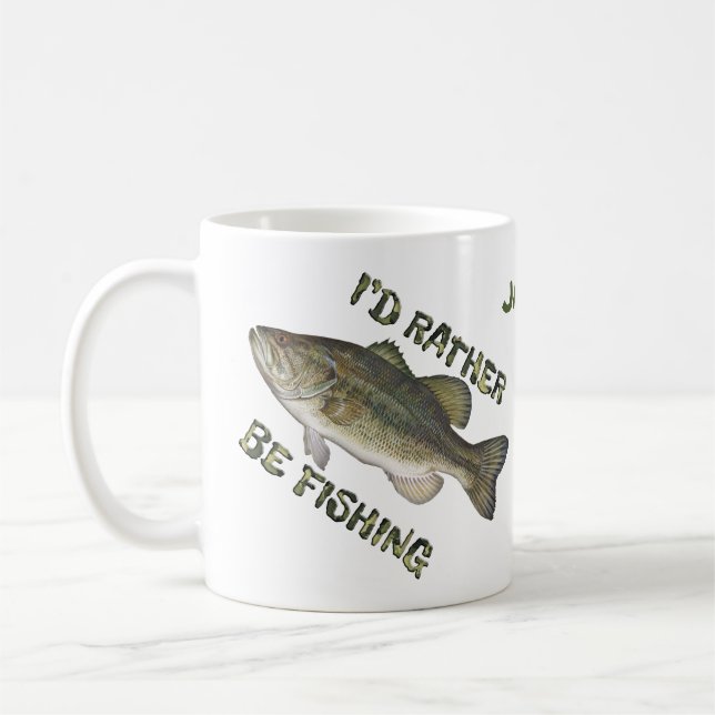 Rather Be Fishing Bass Coffee Cup Mug Personalise (Left)
