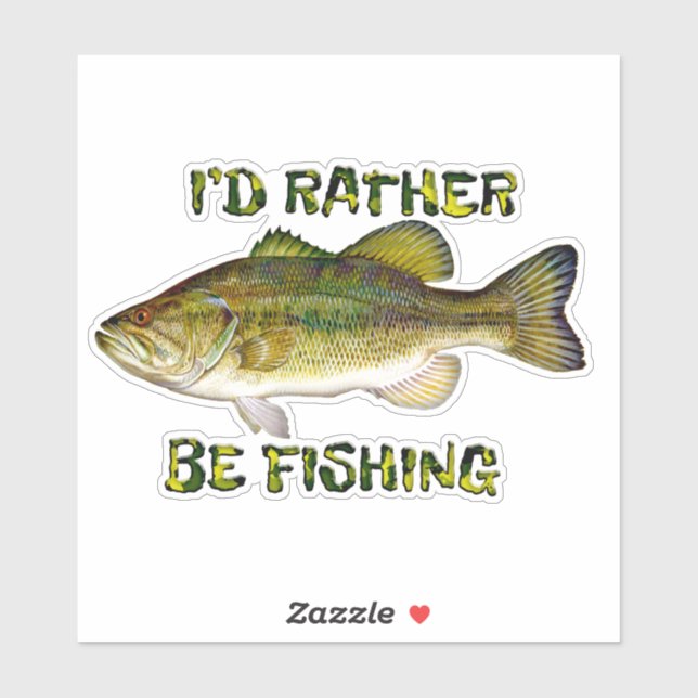 Rather Be Fishing Bass Fish Contour Stickers (Sheet)