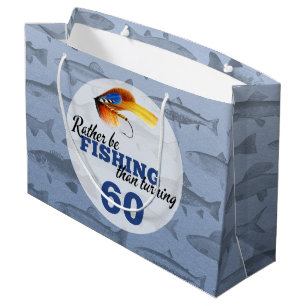 Rather Be Fishing Custom Birthday Party Large Gift Bag