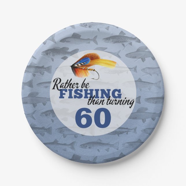 Rather Be Fishing Custom Birthday Party Paper Plate (Front)