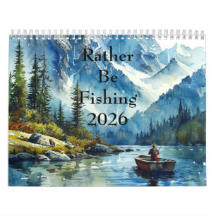 Rather Be Fishing Watercolor Wall Calendars (2026)