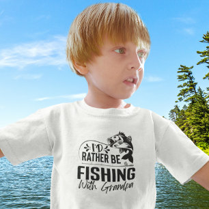 Rather Be Fishing With Grandpa Funny Toddler T-Shirt
