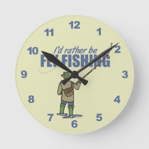 Rather Be Fly Fishing Round Clock