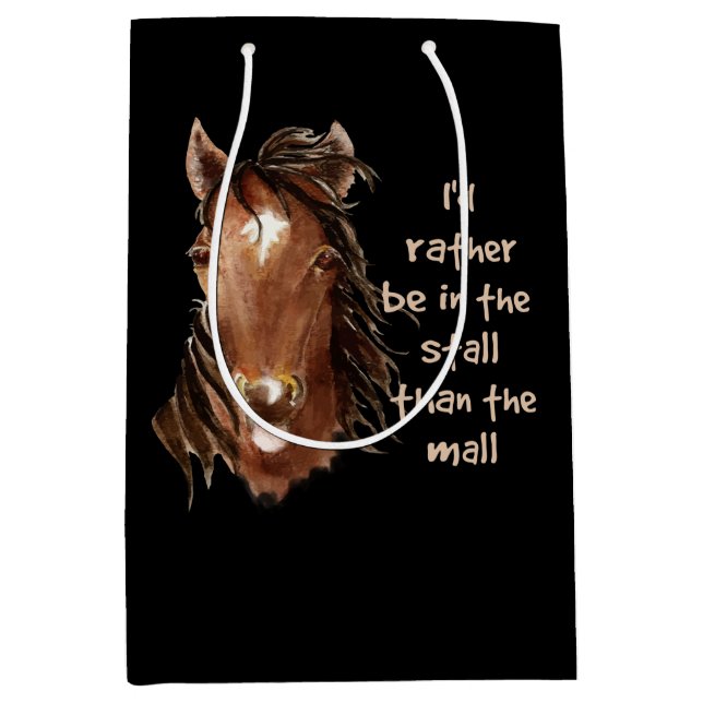 Rather be in Stall Horse Fun Quote Medium Gift Bag (Front)