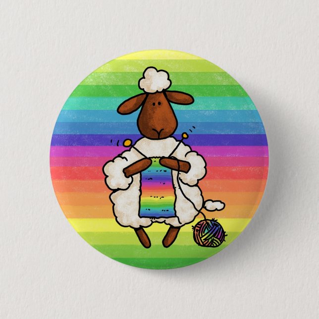 rather be knitting 6 cm round badge (Front)