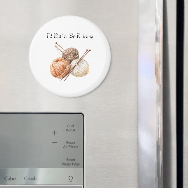 Rather Be Knitting Orange Brown Cream Yarn Magnet (In Situ (Fridge))