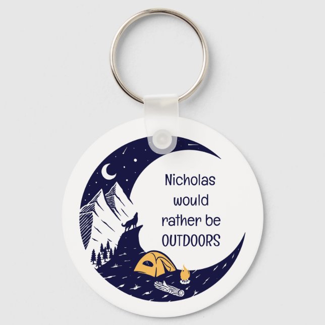 Rather Be Outdoors Personal Name Custom Key Ring (Front)