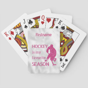 Rather be playing - pink sparkle hockey playing cards
