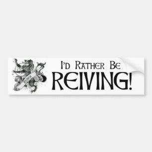 Rather Be Reiving - Reiver Tartan - White Bumper Sticker