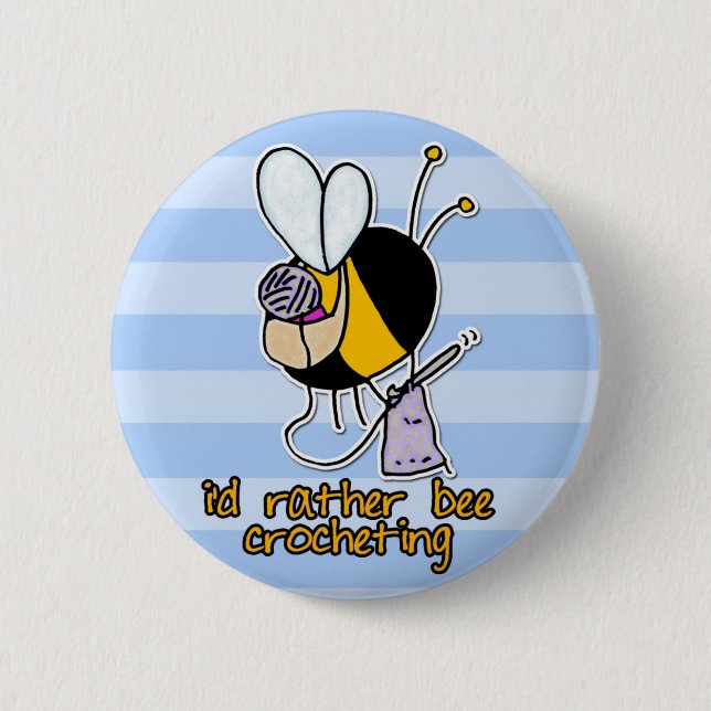 rather bee crocheting 6 cm round badge (Front)