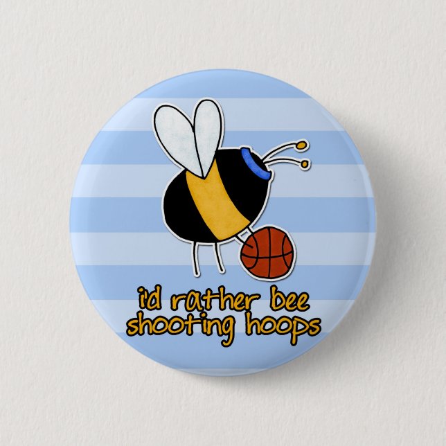 rather bee shooting hoops 6 cm round badge (Front)