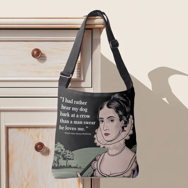 “Rather Hear My Dog Bark” Trendy Modern Quote Crossbody Bag (Creator Uploaded)
