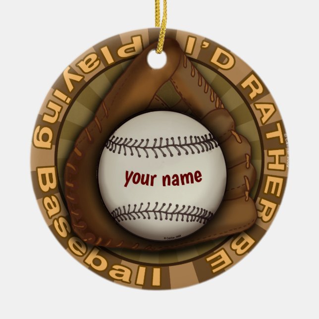Rather Play Baseball  Ceramic Tree Decoration (Front)