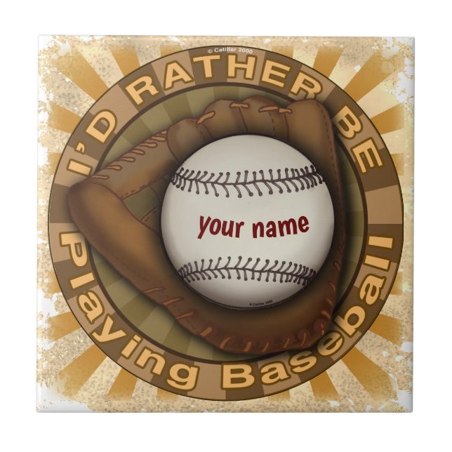 Rather Play Baseball  Tile (Front)