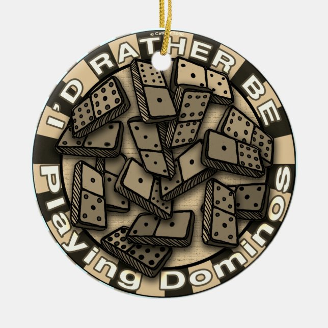 Rather Play Dominoes Ceramic Tree Decoration (Front)