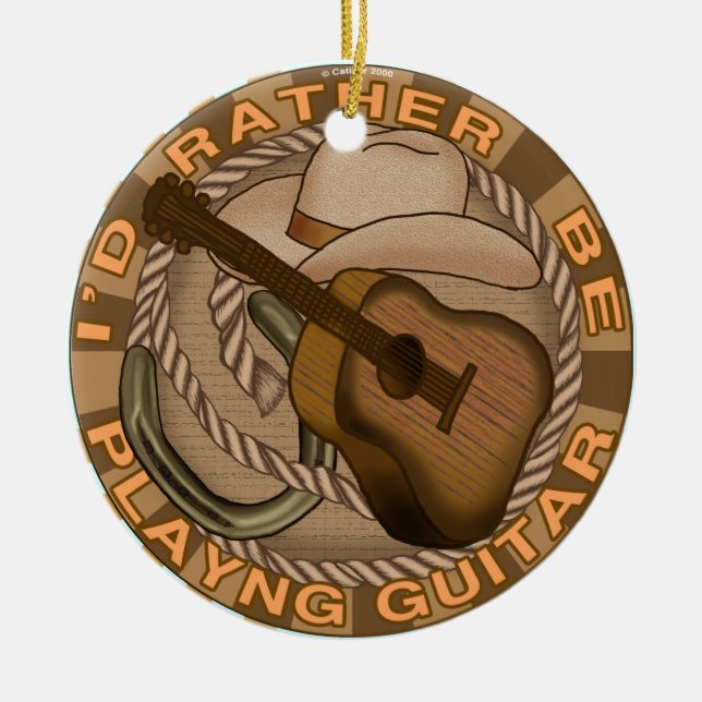 Rather Play Guitar Ceramic Tree Decoration (Front)