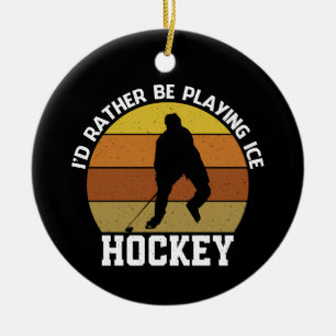 Rather Play Ice Hockey Ceramic Tree Decoration