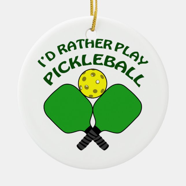 Rather Play Pickleball Ceramic Tree Decoration (Front)