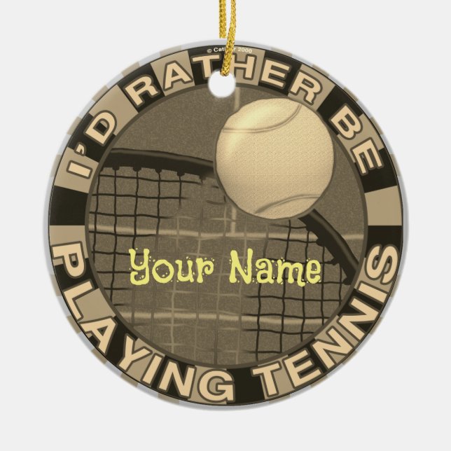 Rather Play Tennis Ceramic Tree Decoration (Front)