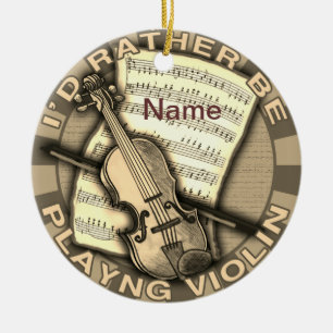 Rather Play Violin Ceramic Tree Decoration