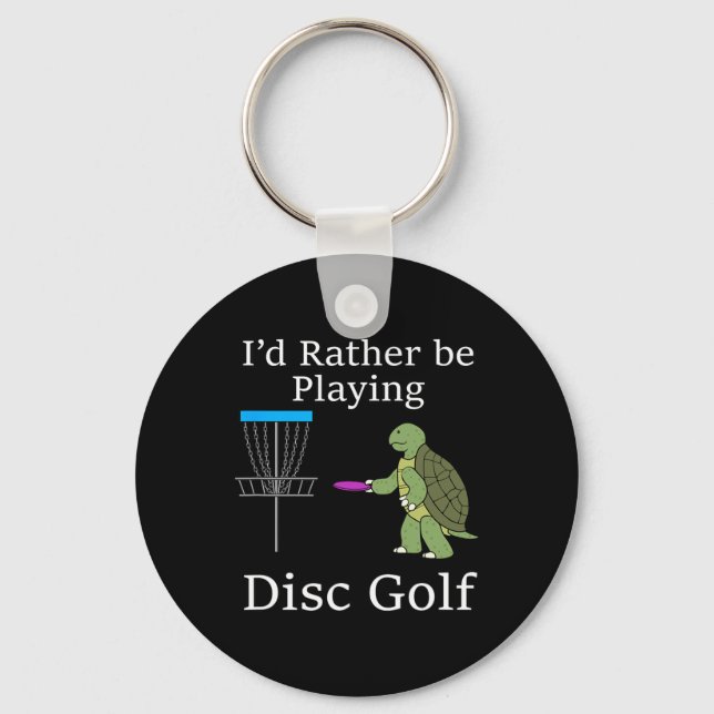 Rather Playing Disc Golf Ironic Saying  Key Ring (Front)
