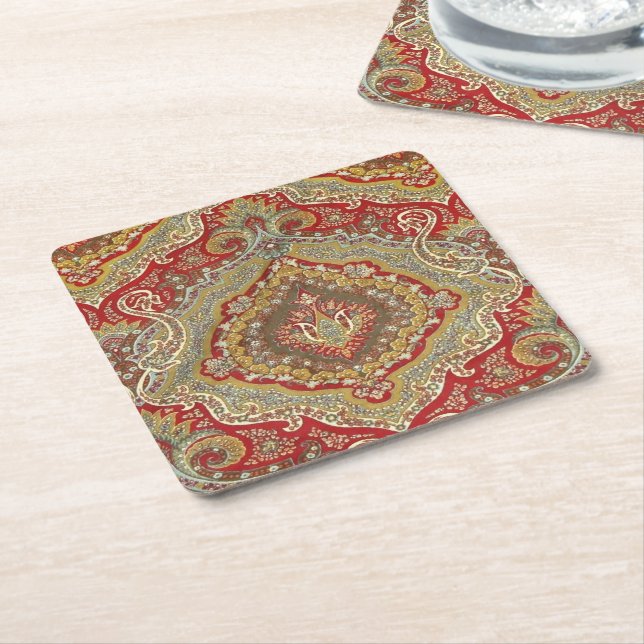Ratih Paisley Square Paper Coaster (Angled)