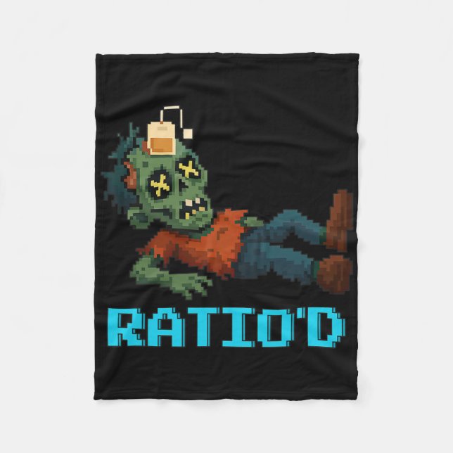 Ratio’d Pixelated Zombie Gamer Teag Npc Halloweeen Fleece Blanket (Front)