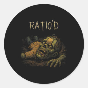 Ratio'd Teag Meme Funny Zombie Npc Ratioed Gamer H Classic Round Sticker