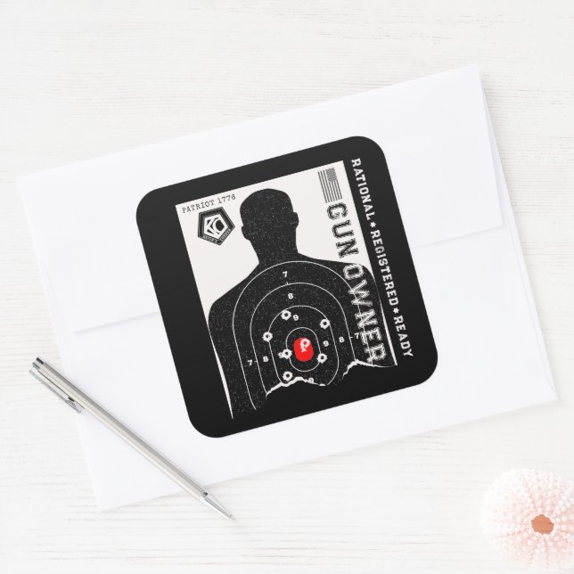 Rational Registered and Ready Gun Owner Square Sticker (Envelope)