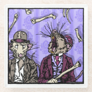 Rats and Bones - Pop Goth Nightmare Surreal Glass Coaster