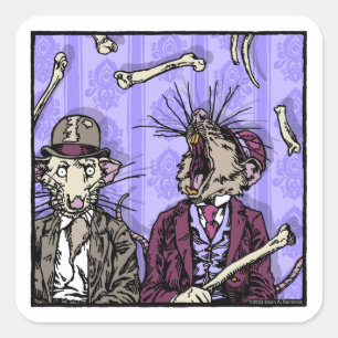Rats and Bones - Pop Goth Nightmare Surreal Square Sticker