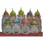 Rats in St Basil's onion dome hats sculpture Standing Photo Sculpture<br><div class="desc">"The Architecture Hat Group" is my original pastel drawing and features rats in hats based on the domes of St Basil's Cathedral,  one of the prettiest buildings in the world.</div>