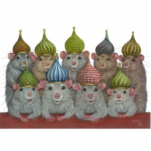 Rats in St Basil's onion dome hats sculpture Standing Photo Sculpture