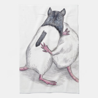 rats playing kitchen towel