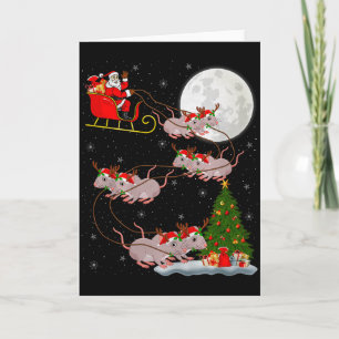 Rats Santa Sleigh Flying Funny Magical Christmas P Card