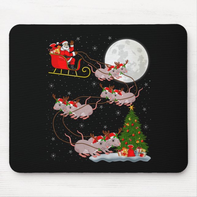 Rats Santa Sleigh Flying Funny Magical Christmas P Mouse Mat (Front)