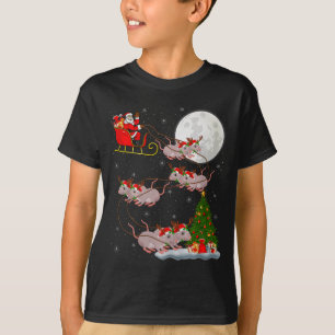 Rats Santa Sleigh Flying Funny Magical Christmas P T-Shirt