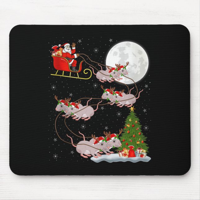Rats Santa Sleigh Flying Funny Magical Christmas T Mouse Mat (Front)