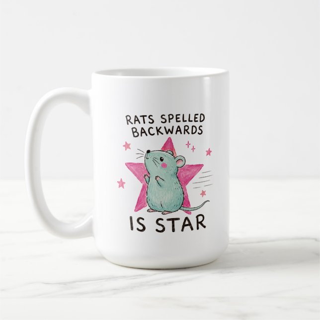 Rats Spelled Backwards Is Star Funny Rat Coffee Mug (Left)