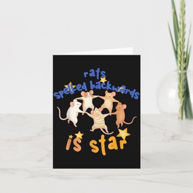 Rats Spelled Backwards Is Star Funny Rat Meme Rat  Card (Front)